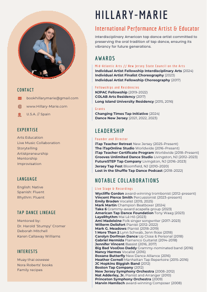 First page of Hillary-Marie's CV